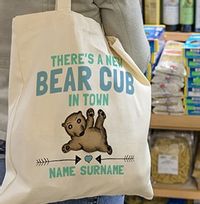 Baby Boy Bear Cub Personalised Tote Bag