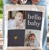 Hello Baby Boy Photo Upload Tote Bag