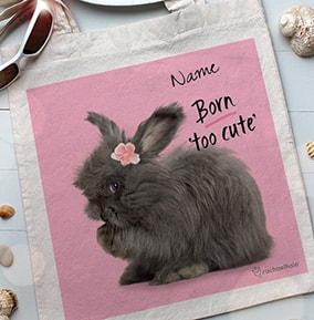 Fluffy Bunny Born Too Cute Tote Bag