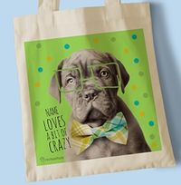 Tap to view Pup Wearing Glasses Personalised Tote Bag