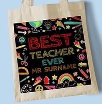 Best Teacher Ever Personalised Tote Bag