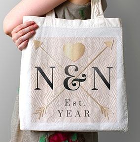 Couples Initials Personalised Tote Bag