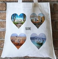 Hearts Photo Upload Personalised Tote Bag