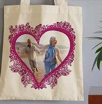 Lace Heart Photo Tote Bag