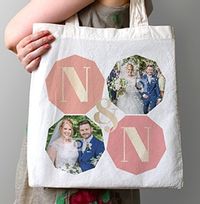 Tap to view Couple's Initials Photo Tote Bag