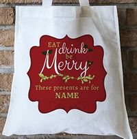 Tap to view Eat Drink & Be Merry Personalised Tote Bag