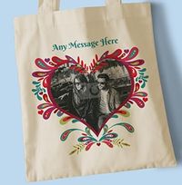 Folklore Heart Personalised Photo Tote Bag