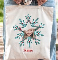 Snowflake Personalised Photo Tote Bag
