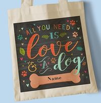 Love and Dogs Personalised Tote Bag