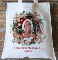 Photo Christmas Wreath Personalised Tote Bag