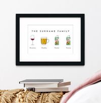 Tap to view The Surname Family of 4 Personalised Print