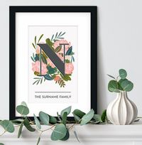 The Surname Family Floral Personalised Print
