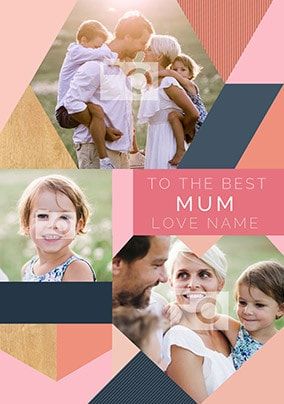Best Mum 3 photo upload Personalised Card