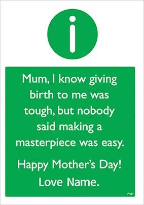 A Masterpiece Personalised Mother's Day Card