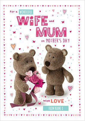 Barley Bear - Wonderful Wife & Mum Mother's Day Card