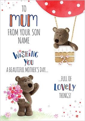 Barley Bear From Son Personalised Mother's Day Card