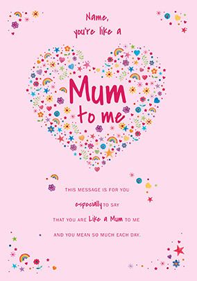 Like a Mum to Me Mother's Day Personalised Card