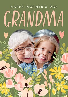 Grandma on Mother's Day Floral Photo Card