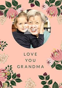 Love Grandma Mother's Day Floral Photo Card