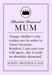 Absolute Diamond Spoof Mother's Day Card