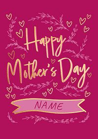 Mother's Day Hearts and Leaves Personalised Card