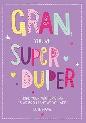Gran You're Super Duper Personalised Card