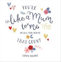 You're Like A Mum To Me Personalised Card