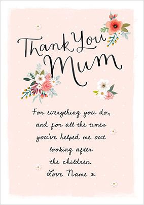 Thank You Mum Mother's Day Personalised Card | Funky Pigeon