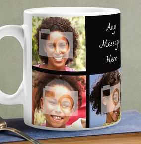 Personalised Mug - 7 Multi Photo Upload with Text Black