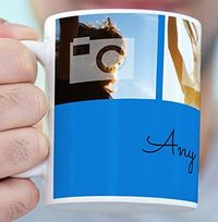 Tap to view Personalised Mug - 4 Multi Photo Upload with Text Blue