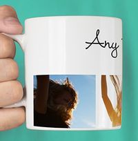 Tap to view Personalised Mug - 4 Multi Photo Upload Bottom  with Text White