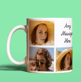 Personalised Mug - 7 Multi Photo Upload with Text White