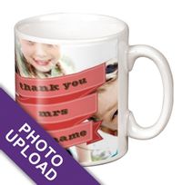 Personalised Mug - Photo Upload Thank You Teacher Red Banner