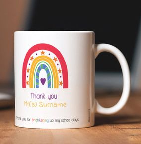 Rainbow Thank You Teacher Personalised Mug