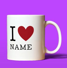 Personalised I Love Mug - White