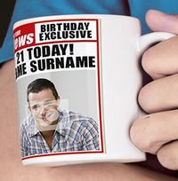 Tap to view 21st Birthday - Newspaper Spoof Mug for Him