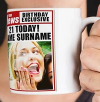 Tap to view 21st Birthday - Newspaper Spoof Mug for Her