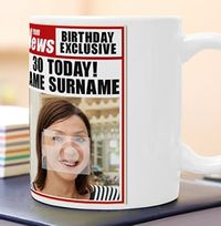 30th Birthday - Newspaper Spoof Mug for Her