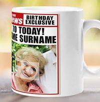 70th Birthday - Newspaper Spoof Mug for Her
