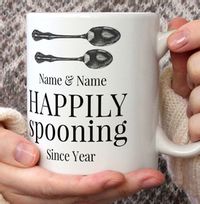 Happily Spooning Personalised Mug