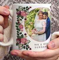 Mr & Mrs Floral Wedding Photo Mug