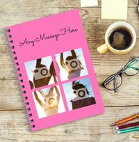 4 Photo & Top Text Pink Notebook