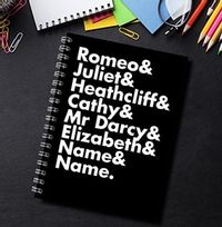 Romantic Couples Personalised Notebook, Black