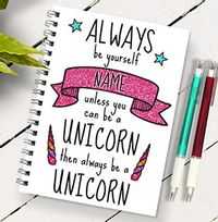 Unicorn Glitter Personalised Name Notebook
