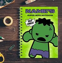 Personalised Mini Hulk Notebook - Marvel Kawaii