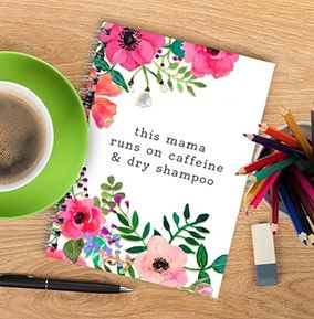 Caffeine & Dry Shampoo Personalised Floral Notebook