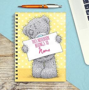 Yellow Tatty Teddy Personalised Name Notebook