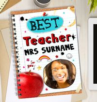 Neon Sketch Best Teacher Photo Notebook