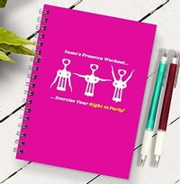 Prosecco Workout Personalised Notebook, Pink