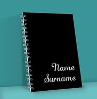 Tap to view Plain Black Personalised Name Notebook